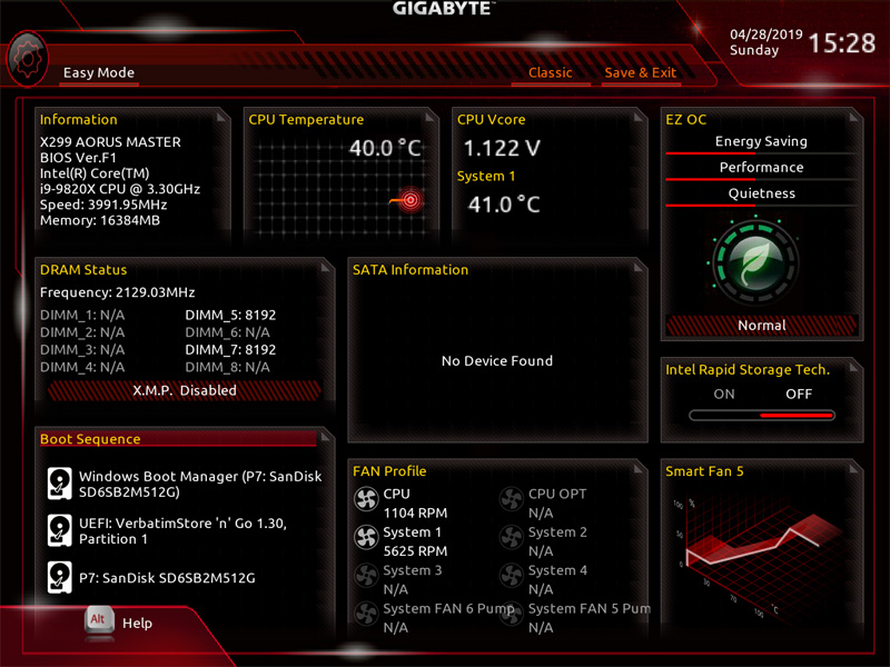 Gigabyte X299 AORUS Master BIOS 1