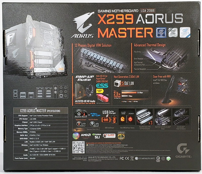 Gigabyte X299 AORUS Master Box Back