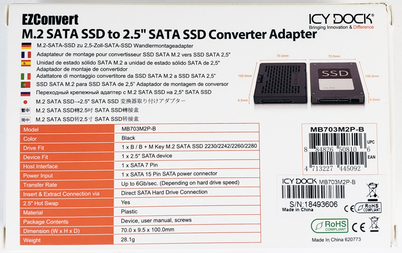 MB703M2P-B_M.2 SATA SSD to 2.5 SATA SSD Converter Adapter