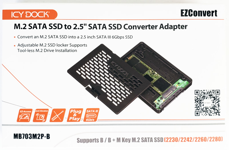 Convertidor/Adaptador de SSD M.2 SATA a SSD 2.5 SATA Icy Dock EZConvert MB703M2P-B SSD Adaptador M.2 a 2.5 SATA 3.0 convertidor para 2230/2242/2260/2280 