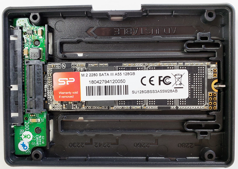 Icy Dock EZConvert MB703M2P B M2 SATA SSD Installed