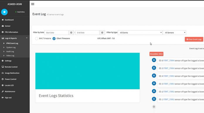 ASUS Server Management Web Tour with ASMB9-iKVM ASUS ASMB9 IKVM Server Management Event Log