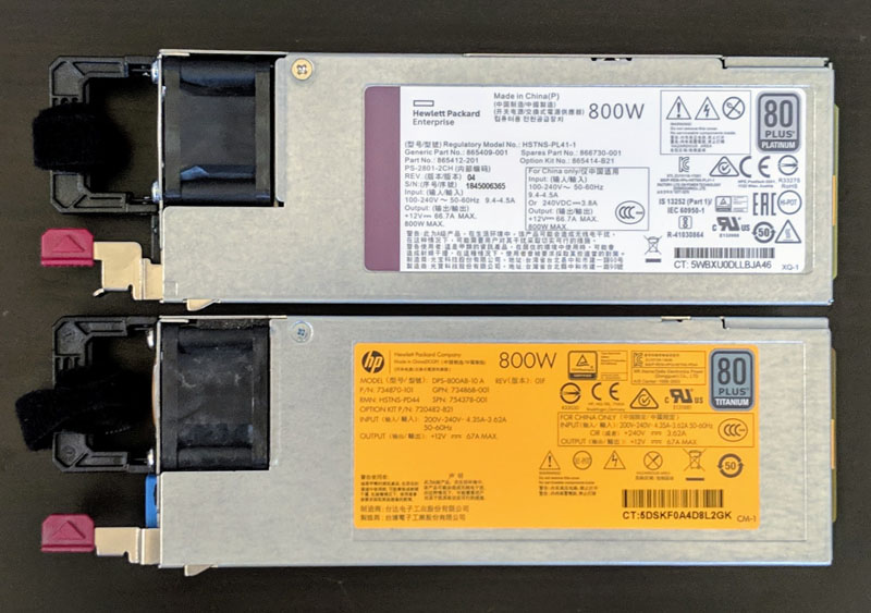 Two HPE ProLiant 800W PSU Options 2