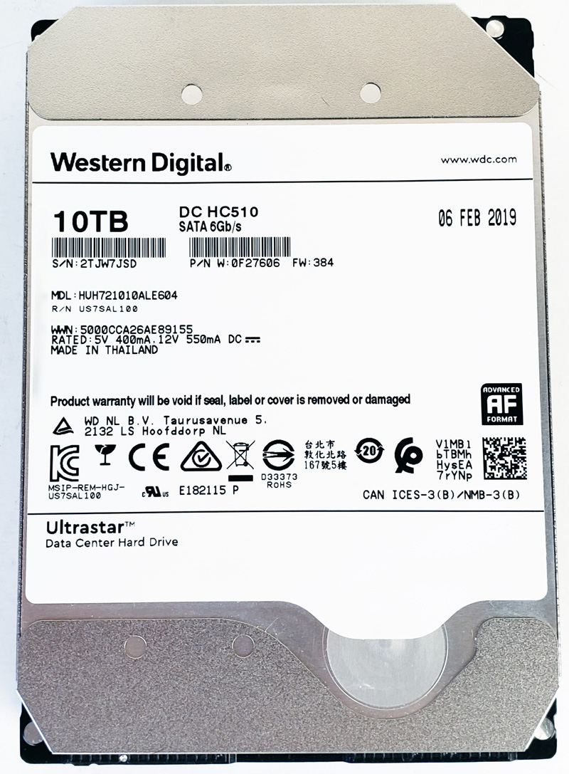 HGST Ultrastar DC HC510 10TB Front View