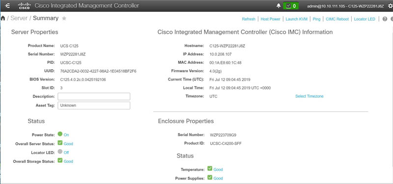 Cisco UCS M5 IMC Dashboard