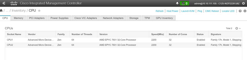 Cisco UCS M5 IMC Inventory CPUs