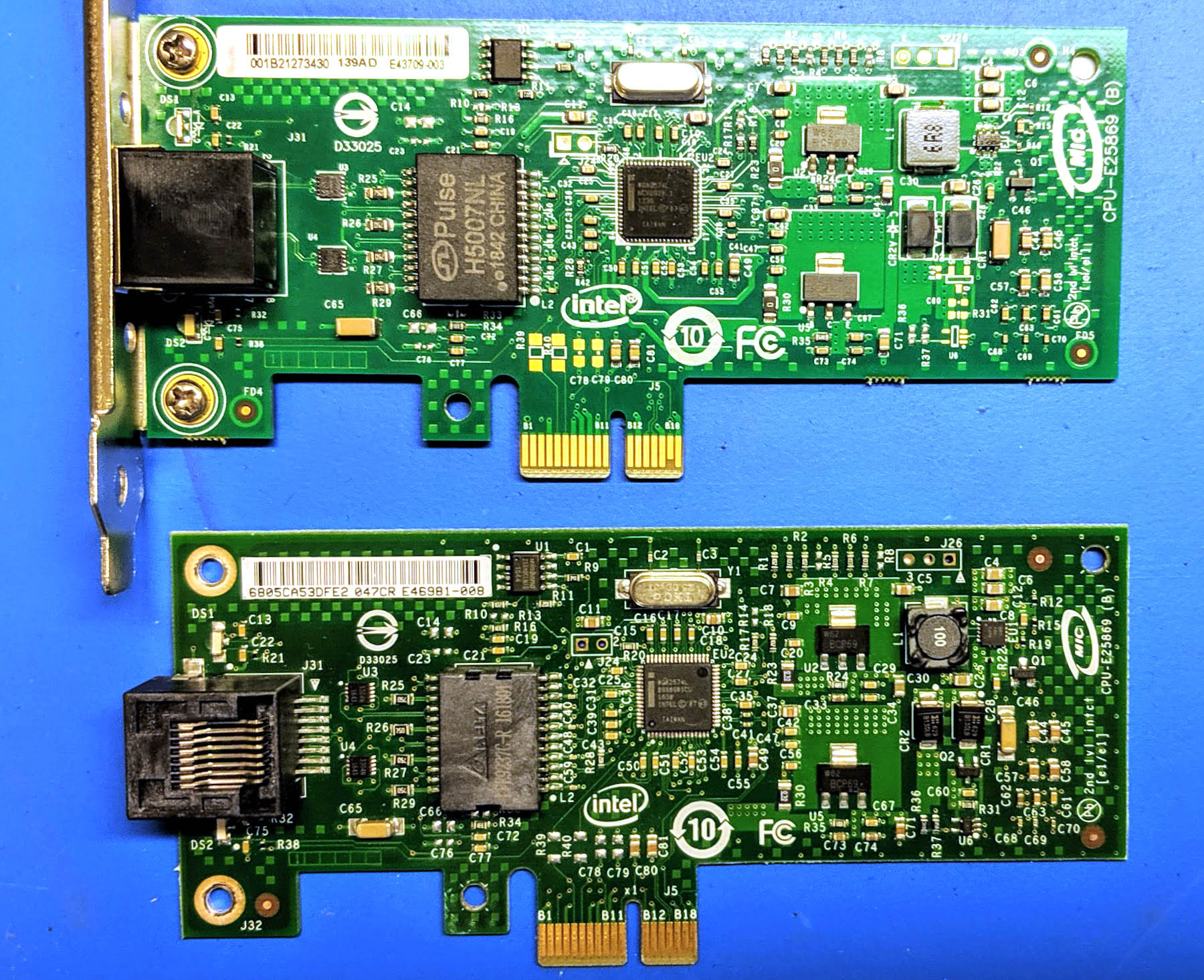 Counterfeit And Real Intel Gigabit CT Desktop Adapter Front