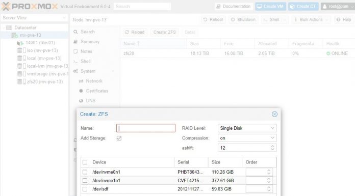 Proxmox VE 6.0 Released New ZFS and Ceph Improvements Proxmox VE 6.0 Create ZFS Tool