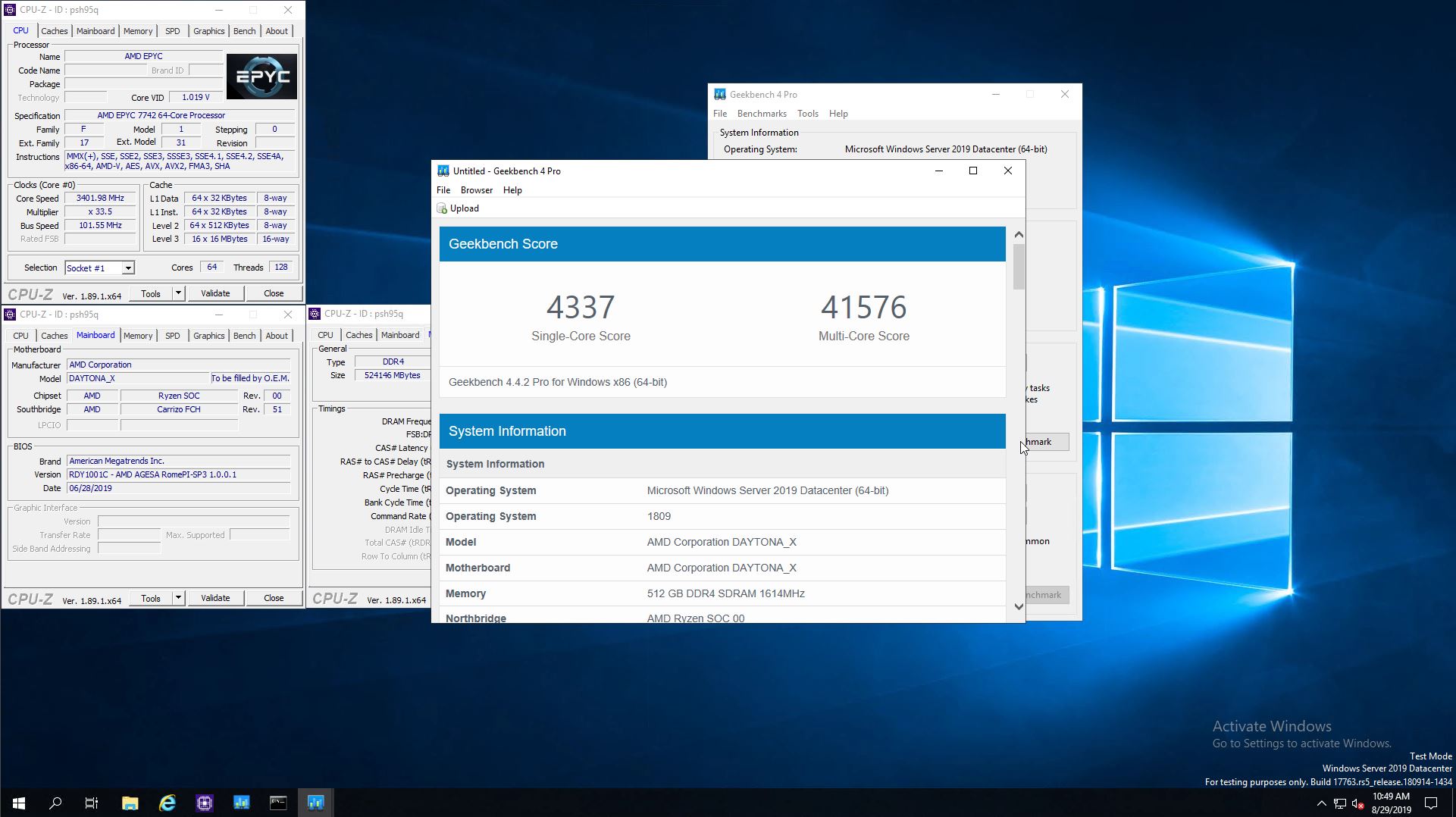 Geekbench 4.4.2 Pro Windows Dual AMD EPYC 7742