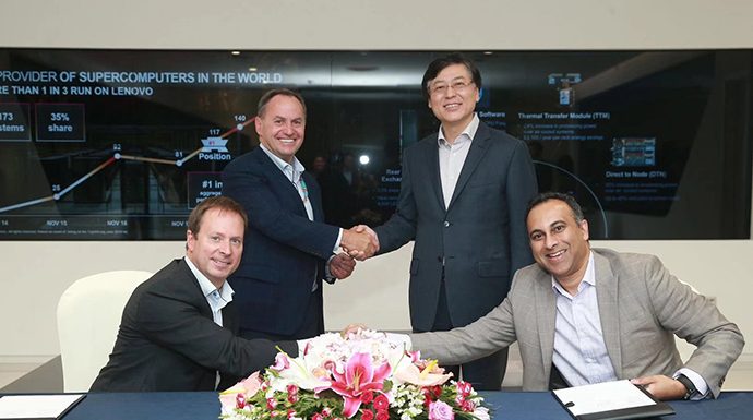 Lenovo Signs HPC Pact with Intel for HPC and AI Intel Chief Executive Officer Bob Swan And Navin Shenoy, Intel E