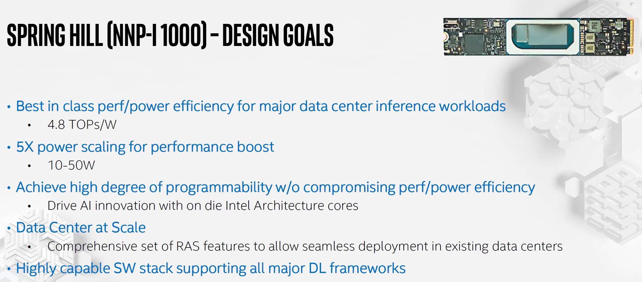 Intel NNP I 1000 Spring Hill Goals