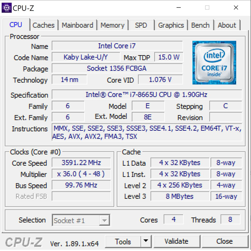 ZBook 14u G6 CPUz