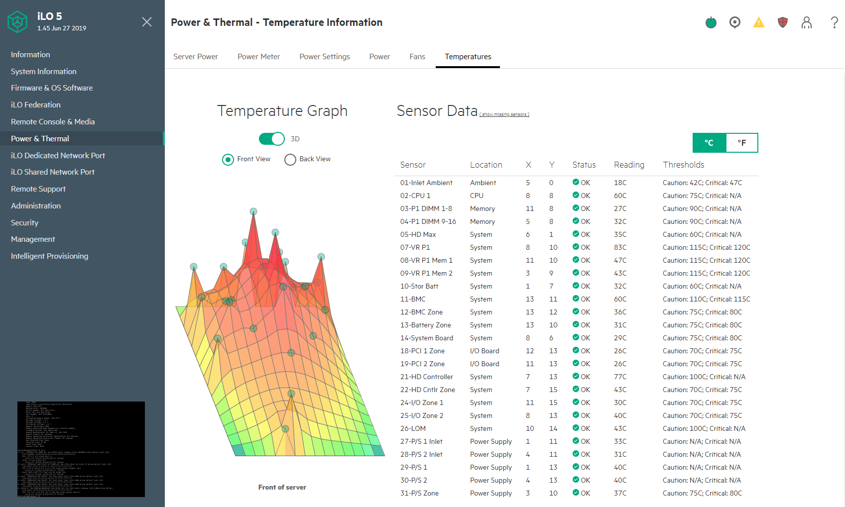 HPE ProLiant DL325 Gen10 ILO 5 Thermals