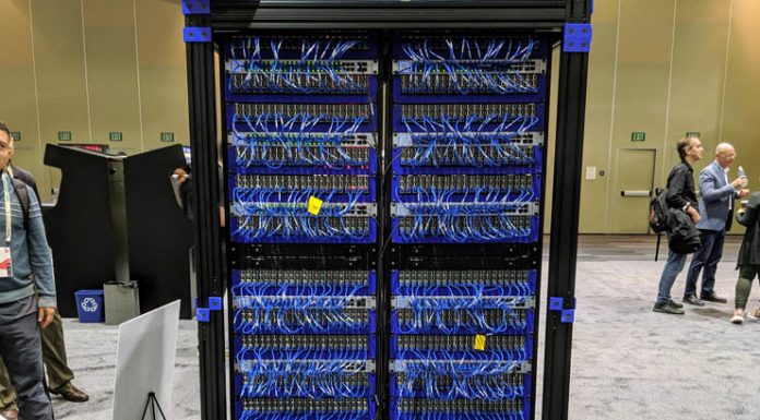 Oracle Shows 1060 Raspberry Pi Supercomputer at OOW Oracle Raspberry Pi Supercomputer Back Side Rows Of RPI 3 B