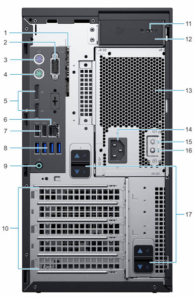 Dell EMC PowerEdge T40 Rear Labeled