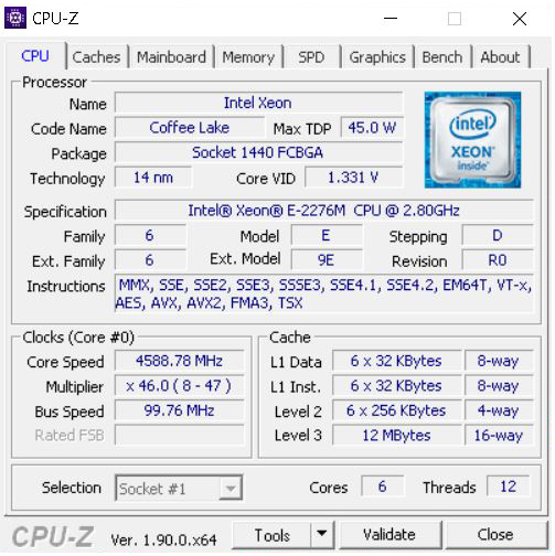 Lenovo ThinkPad P53 CPUz