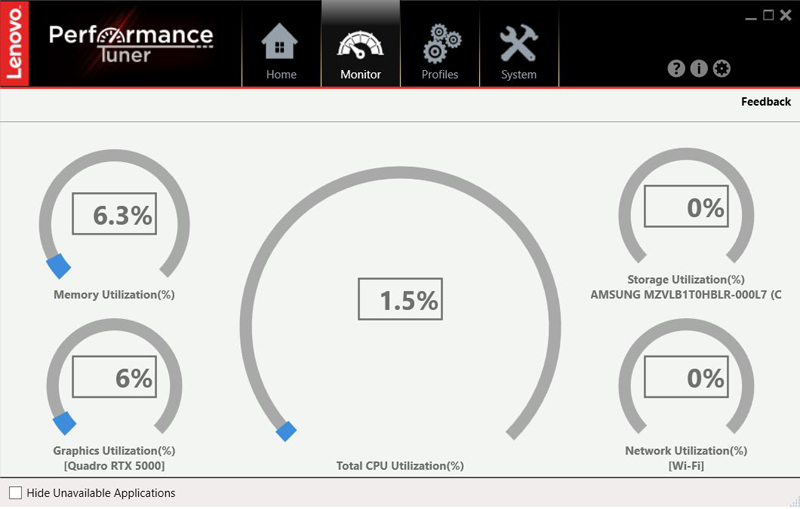 Lenovo ThinkPad P53 Lenovo Performance Tuner 2