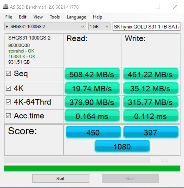 SK Hynix GOLD S31 1TB AS SSD