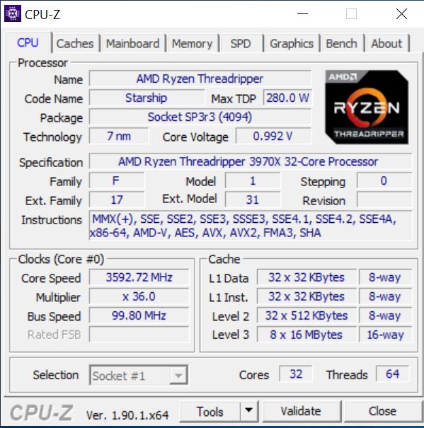 AMD 3970X CPUz