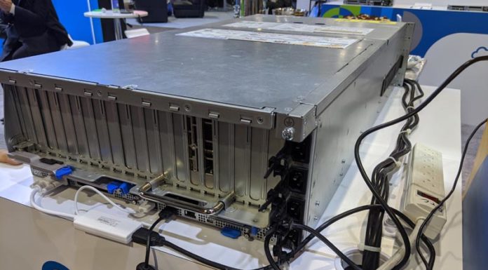 QCT QuantaGrid D52G-4U with E3S10 Intel Stratix 10 Plus Xeon E3 Accelerator QCT QuantaGrid D52G 4U Rear Angle With QCT E3S10