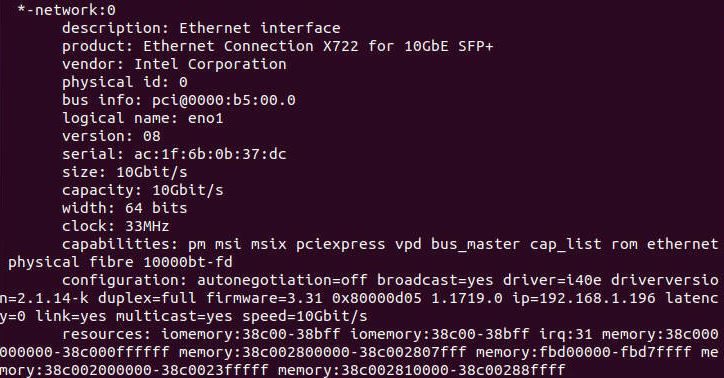 Intel X722 NIC In Ubuntu Lshw