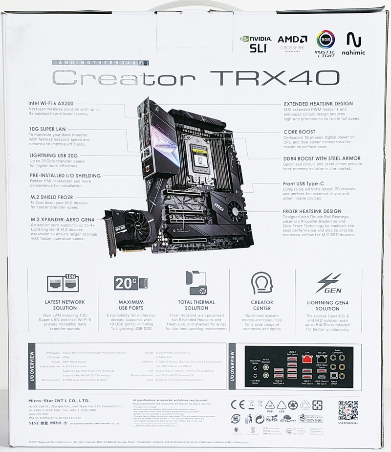 MSI Creator TRX40 Box Back