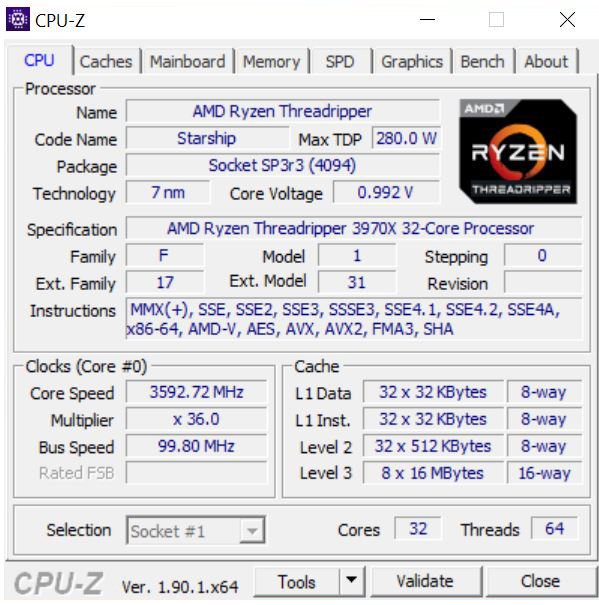 MSI Creator TRX40 CPUz