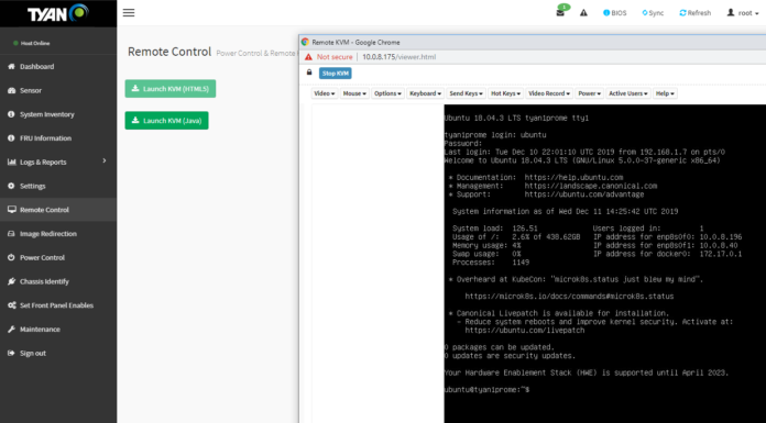 Tyan MegaRAC SP-X Web Management Interface Overview Tyan SP X Management HTML5 IKVM