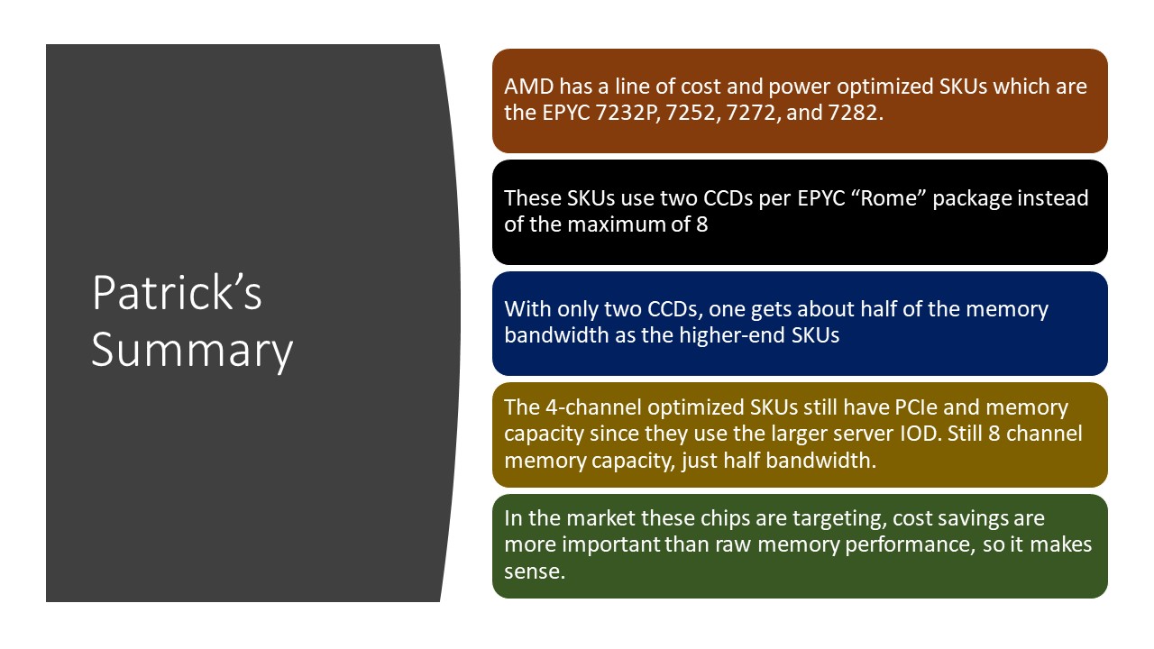 AMD EPYC 7002 4 Ch Optimized SKU Patrick Summary