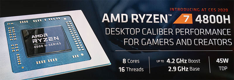 AMD Ryzen 7 4800H Specs At CES 2020