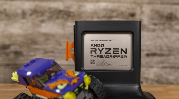 AMD Ryzen Threadripper 3990X Review 64 Cores for a Workstation AMD Ryzen Threadripper 3990X Front In Package With Lego Monster Truck