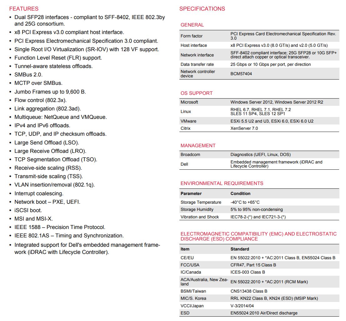 Dell EMC 4GMN7 Broadcom 57404 Specs