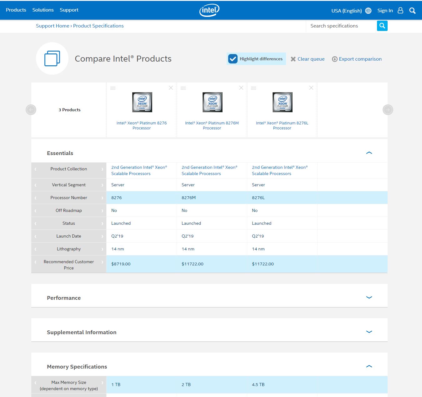 Intel ARK Xeon Platinum 8276 Comparison 2020 02 23