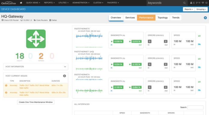 Netreo Introduces Netreo Cloud and AIOps Autopilot Netreo Device Dashboard For Cisco IOS Router