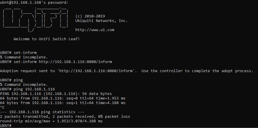 Ubiquiti USW Leaf CLI Login Via SSH Ping Controller