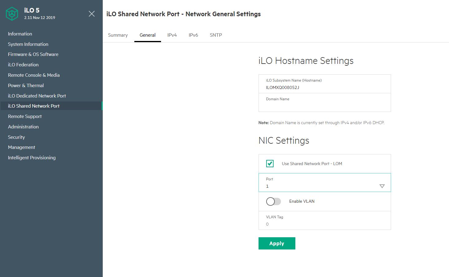 HPE ProLiant MicroServer Gen10 Plus Shared ILO 5 Port