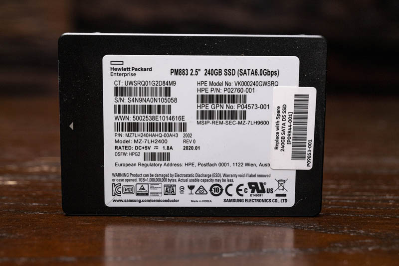 HPE Samsung PM883 240GB SATA SSD P02760 01 P04573 001 - ServeTheHome