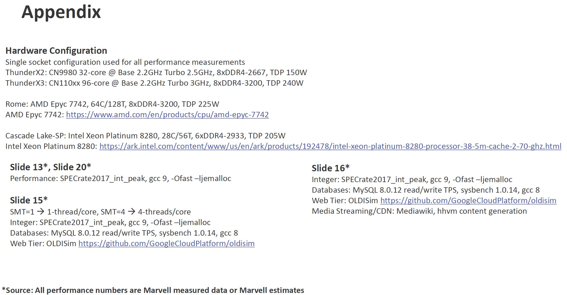 Marvell ThunderX3 Performance Appendix