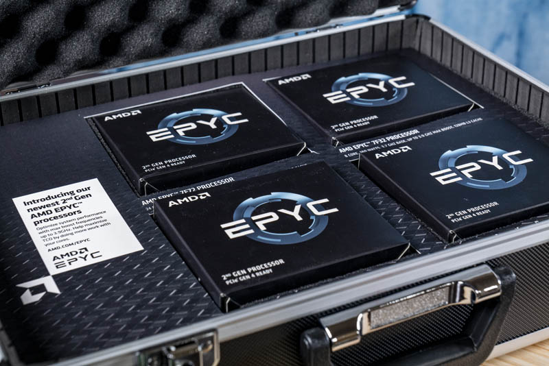 AMD EPYC 7F72 And EPYC 7F32 In Hard Case