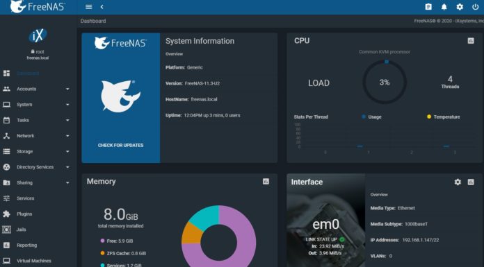 FreeNAS 11.3-U2 Released With 150 Bug fixes and Updates FreeNAS 11.3 U2 Dashboard