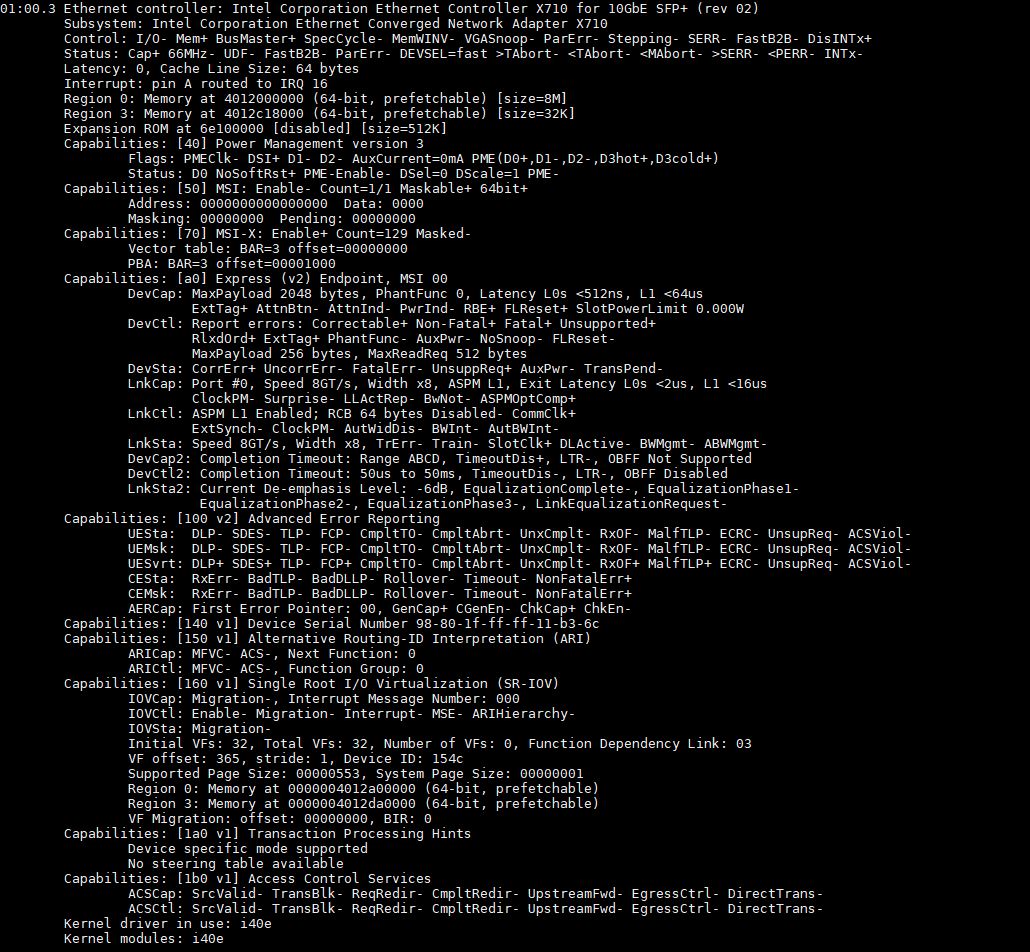 Intel X710 DA4 Lspci Vvv