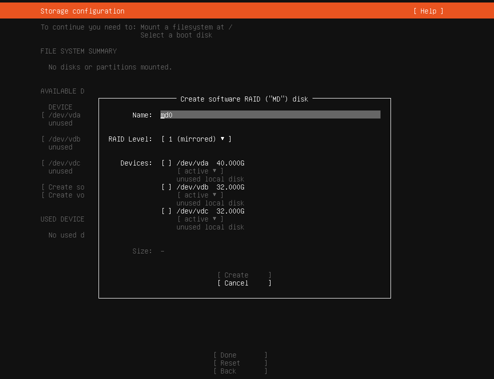 Ubuntu 20.04 LTS Server Mdadm GUI Setup