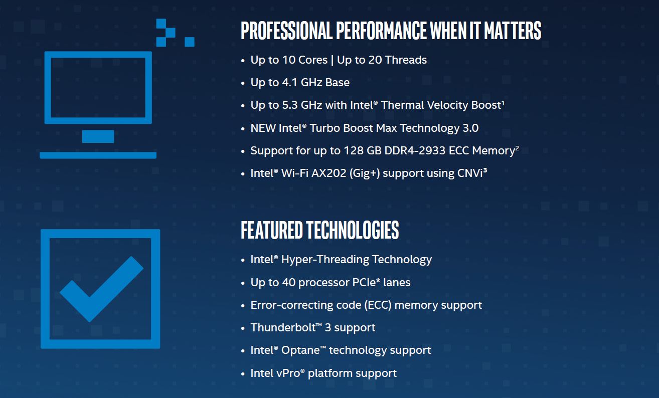 Intel Xeon W 1200 Series Overview