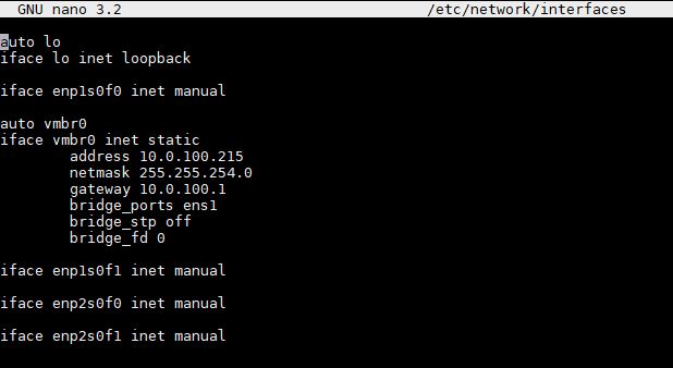 Proxmox VE Default Networking Interfaces