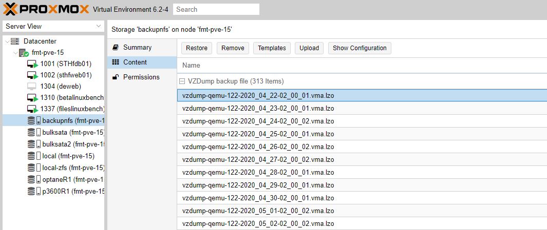 Proxmox VE Restore From NFS Backups