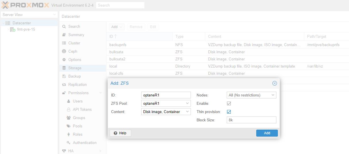 Proxmox VE Add Zpool To Storage