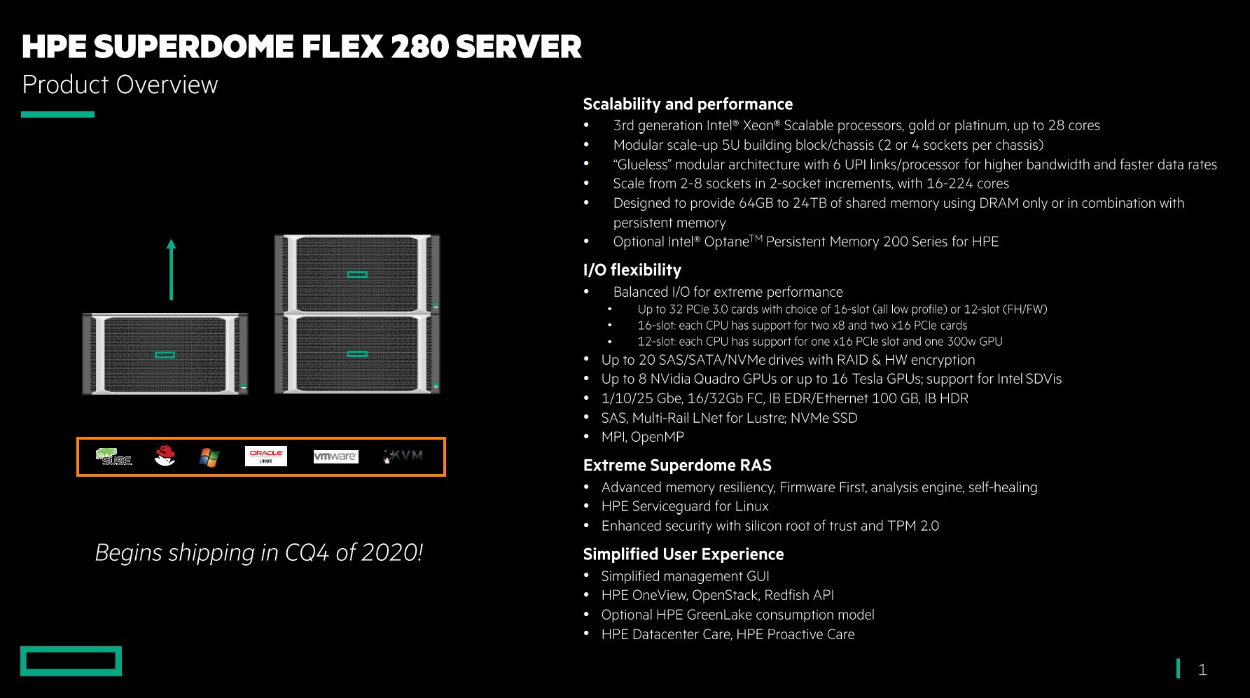 HPE Superdome Flex 280 Key Specs And Features