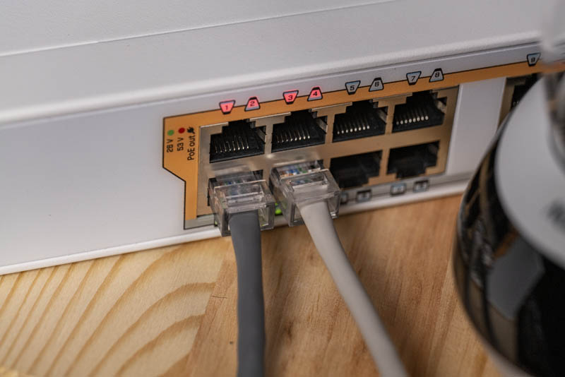 MikroTik CRS328 24P 4S+RM Front Ports With IP Cameras Installed