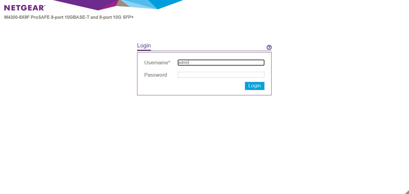 Netgear M4300 8X8F ProSAFE Web Management Logon