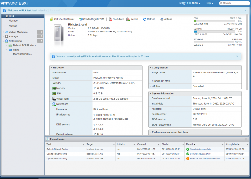 VMWare ESXI Home Page